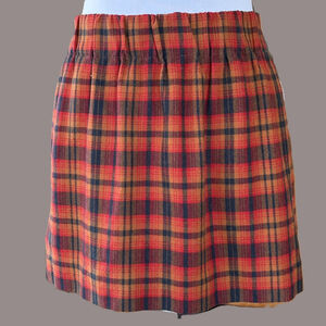 J Crew Red Orange Plaid Wool Blend Mini Skirt Size 4
